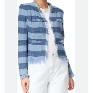 AG Adriano Goldschmied Blue Striped Blazer